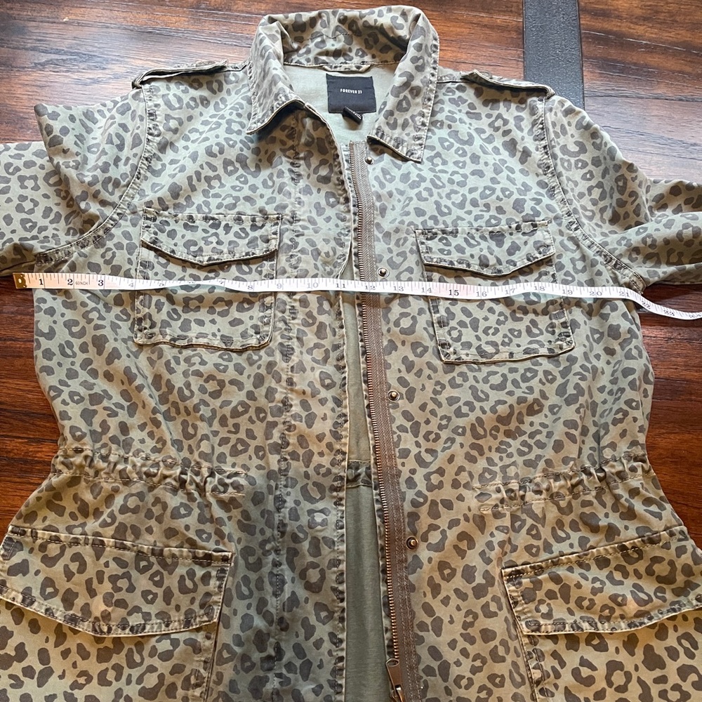 Forever 21 leopard print army green jacket